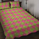 Pink And Green Buffalo Plaid Print Quilt Bed Set