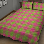 Pink And Green Buffalo Plaid Print Quilt Bed Set