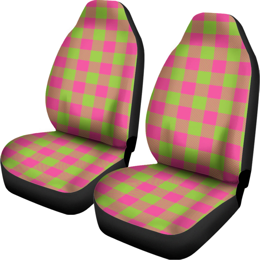 Pink And Green Buffalo Plaid Print Universal Fit Car Seat Covers