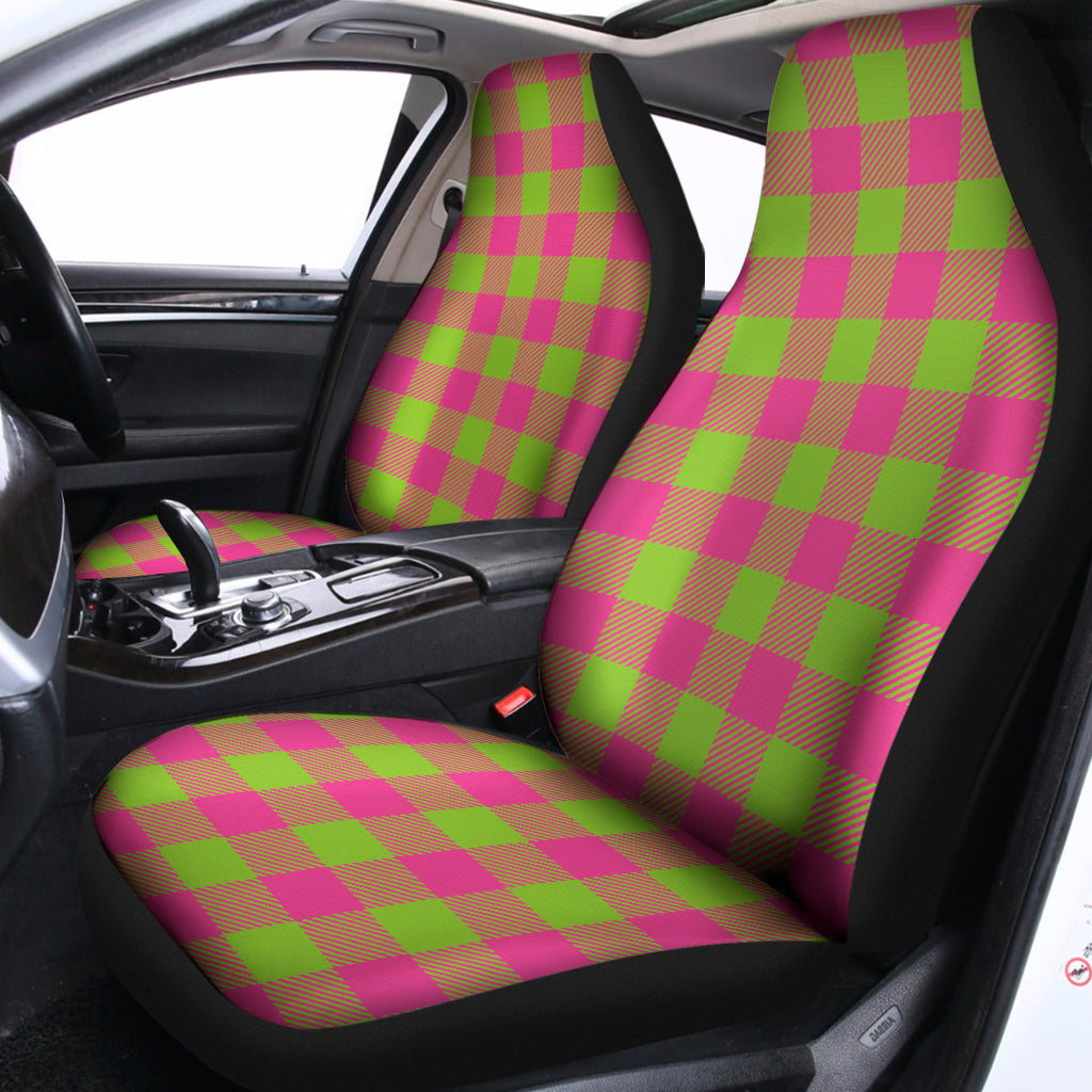 Pink And Green Buffalo Plaid Print Universal Fit Car Seat Covers