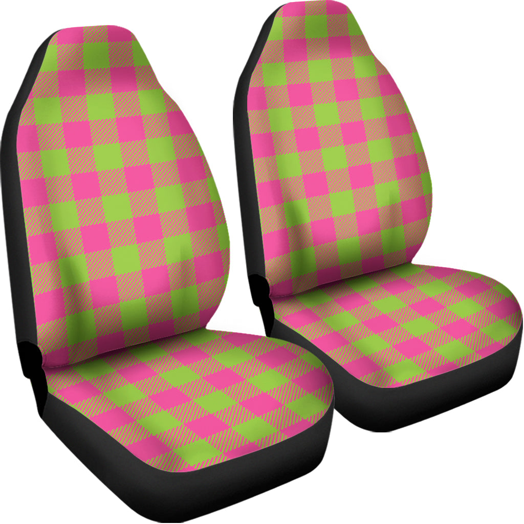 Pink And Green Buffalo Plaid Print Universal Fit Car Seat Covers