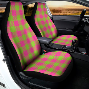 Pink And Green Buffalo Plaid Print Universal Fit Car Seat Covers