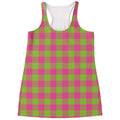 Pink And Green Buffalo Plaid Print Women's Racerback Tank Top