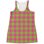 Pink And Green Buffalo Plaid Print Women's Racerback Tank Top