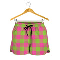 Pink And Green Buffalo Plaid Print Women's Shorts