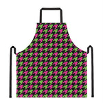 Pink And Green Houndstooth Pattern Print Apron