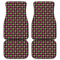Pink And Green Houndstooth Pattern Print Front and Back Car Floor Mats