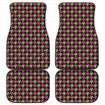 Pink And Green Houndstooth Pattern Print Front and Back Car Floor Mats