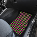 Pink And Green Houndstooth Pattern Print Front Car Floor Mats