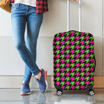 Pink And Green Houndstooth Pattern Print Luggage Cover