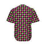 Pink And Green Houndstooth Pattern Print Men's Baseball Jersey