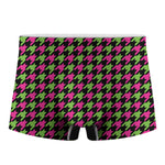 Pink And Green Houndstooth Pattern Print Men's Boxer Briefs