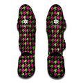 Pink And Green Houndstooth Pattern Print Muay Thai Shin Guards