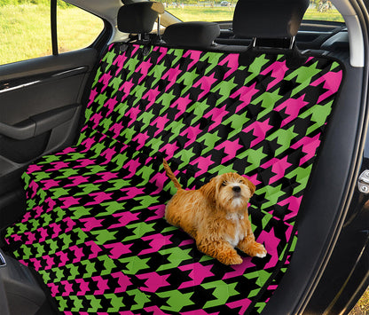 Pink And Green Houndstooth Pattern Print Pet Car Back Seat Cover