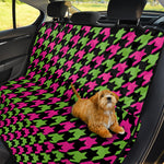 Pink And Green Houndstooth Pattern Print Pet Car Back Seat Cover