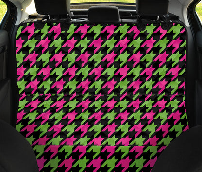 Pink And Green Houndstooth Pattern Print Pet Car Back Seat Cover