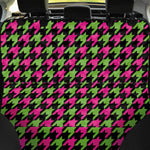Pink And Green Houndstooth Pattern Print Pet Car Back Seat Cover