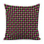 Pink And Green Houndstooth Pattern Print Pillow Cover