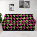 Pink And Green Houndstooth Pattern Print Sofa Cover