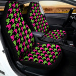 Pink And Green Houndstooth Pattern Print Universal Fit Car Seat Covers