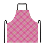 Pink And Green Plaid Pattern Print Apron