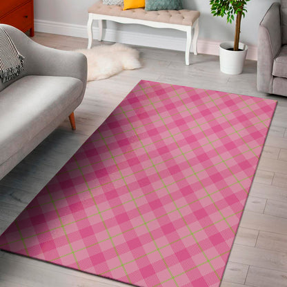 Pink And Green Plaid Pattern Print Area Rug