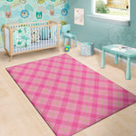 Pink And Green Plaid Pattern Print Area Rug