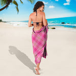 Pink And Green Plaid Pattern Print Beach Sarong Wrap