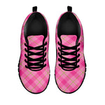 Pink And Green Plaid Pattern Print Black Sneakers
