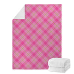 Pink And Green Plaid Pattern Print Blanket