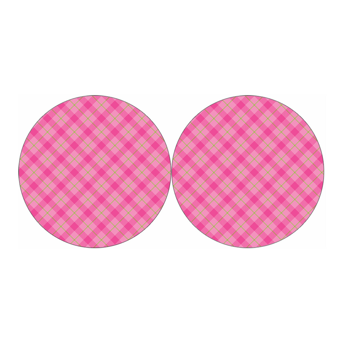 Pink And Green Plaid Pattern Print Car Coasters