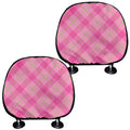 Pink And Green Plaid Pattern Print Car Headrest Covers