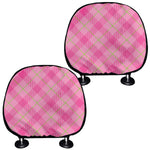 Pink And Green Plaid Pattern Print Car Headrest Covers