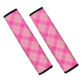 Pink And Green Plaid Pattern Print Car Seat Belt Covers