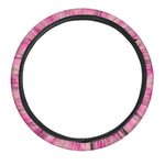 Pink And Green Plaid Pattern Print Car Steering Wheel Cover