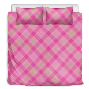 Pink And Green Plaid Pattern Print Duvet Cover Bedding Set