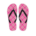 Pink And Green Plaid Pattern Print Flip Flops