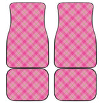 Pink And Green Plaid Pattern Print Front and Back Car Floor Mats