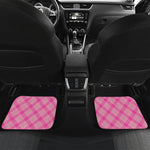 Pink And Green Plaid Pattern Print Front and Back Car Floor Mats