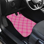Pink And Green Plaid Pattern Print Front and Back Car Floor Mats