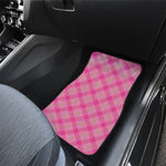 Pink And Green Plaid Pattern Print Front and Back Car Floor Mats
