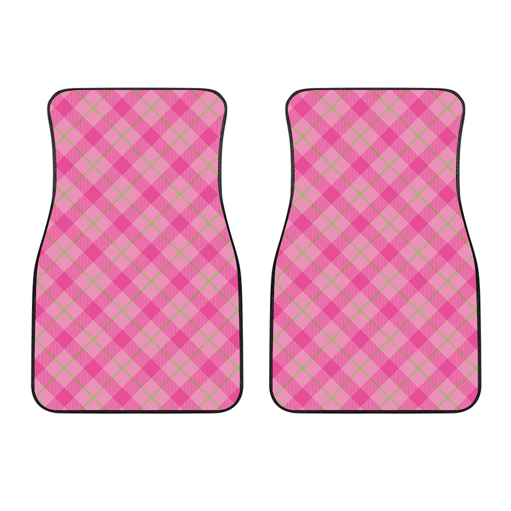 Pink And Green Plaid Pattern Print Front Car Floor Mats