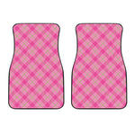 Pink And Green Plaid Pattern Print Front Car Floor Mats