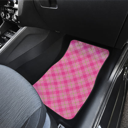 Pink And Green Plaid Pattern Print Front Car Floor Mats