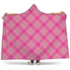 Pink And Green Plaid Pattern Print Hooded Blanket