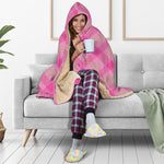 Pink And Green Plaid Pattern Print Hooded Blanket