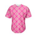 Pink And Green Plaid Pattern Print Men's Baseball Jersey