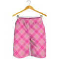 Pink And Green Plaid Pattern Print Men's Shorts