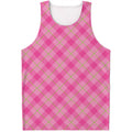Pink And Green Plaid Pattern Print Men's Tank Top