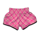 Pink And Green Plaid Pattern Print Muay Thai Boxing Shorts